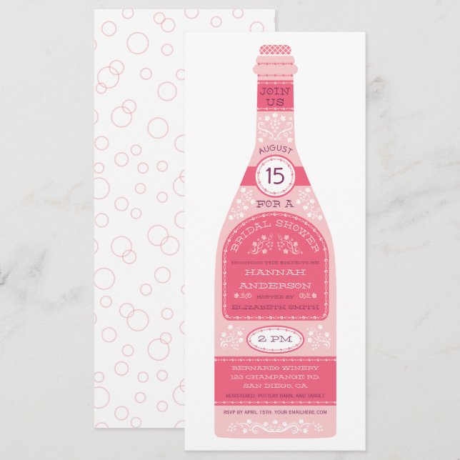 Retro Wine Bottle Bridal Shower Invitation (Front/Back)