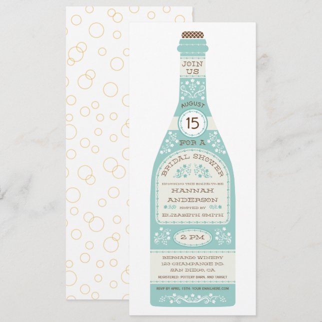 Retro Wine Bottle Bridal Shower Invitation II (Front/Back)