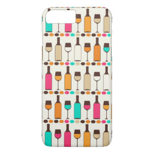 Retro wine bottles and glasses iPhone 8 plus/7 plus case