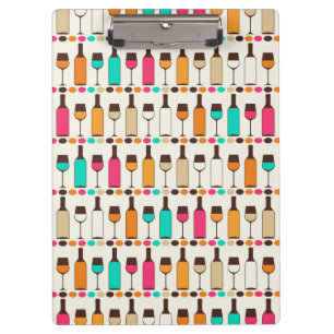 Retro wine bottles and glasses clipboard