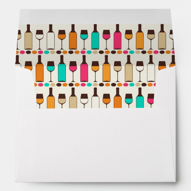 Retro wine bottles and glasses envelope (Back (Bottom))