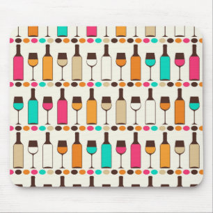 Retro wine bottles and glasses mouse mat