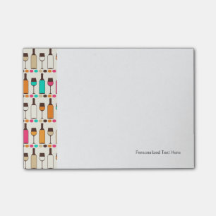 Retro wine bottles and glasses post-it notes