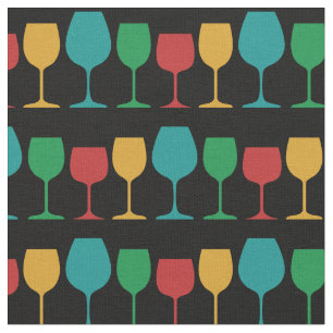 Retro Wine Glass Cute Vintage Mod Fabric