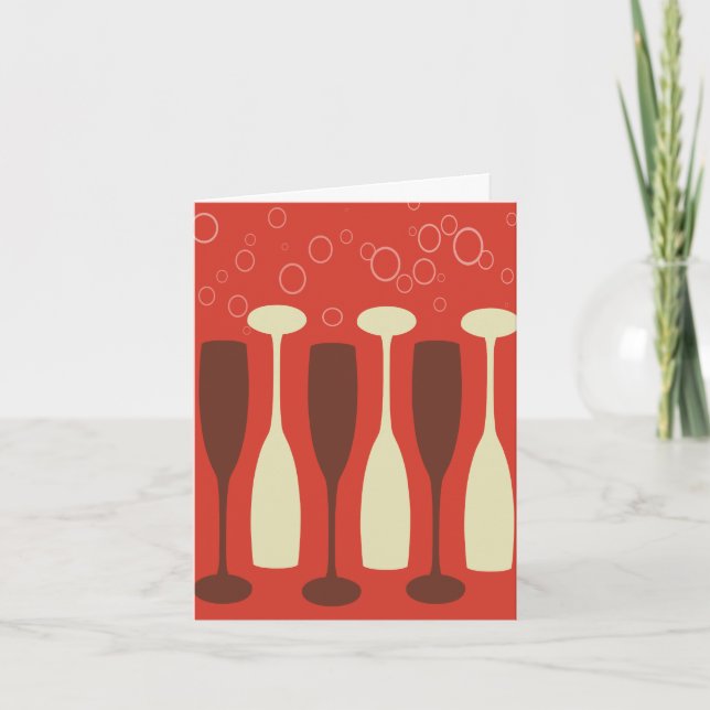 Retro wine glass design card (Front)
