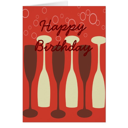 Retro wine glasses HappyBirthday Card