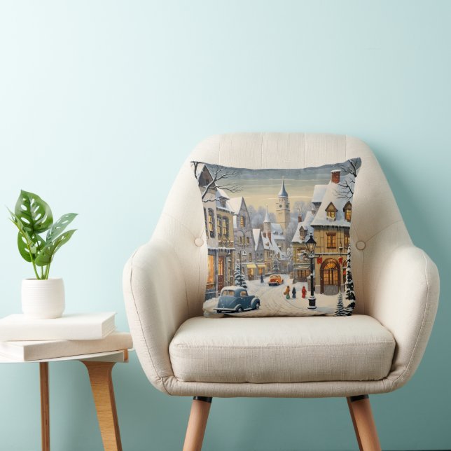 Retro Winter Cityscape Cushion (Chair)