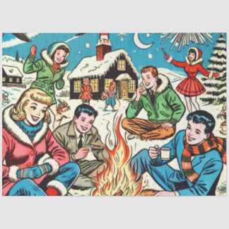 Retro Winter Comics Tissue Paper