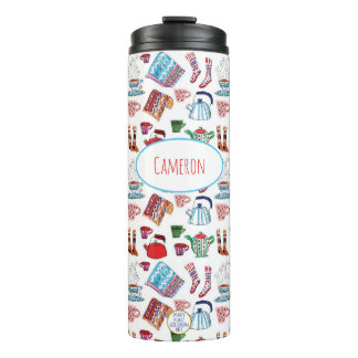 Retro Winter Hand-Illustrated Outdoor Hiking Thermal Tumbler