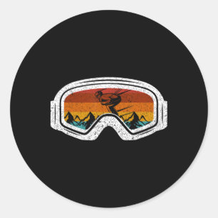 Retro Winter Ski Goggles Snowboard Classic Round Sticker