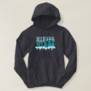Retro Winter Vibes Wavy Icy Blue Hoodie