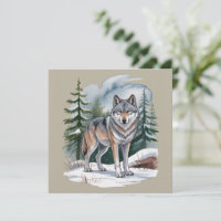 Retro Winter Wolf Watercolor 90's Wilderness Natur