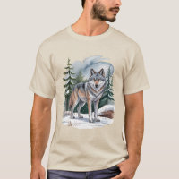 Retro Winter Wolf Watercolor 90's Wilderness Natur
