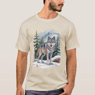 Retro Winter Wolf Watercolor 90's Wilderness Natur T-Shirt