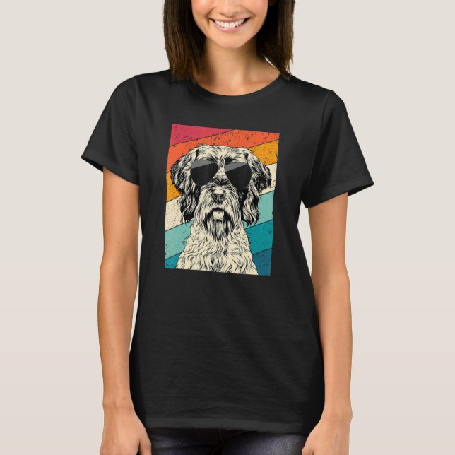Retro Wirehaired Pointing Griffon with Sunglasses  T-Shirt (Front)