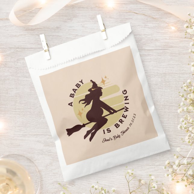 Retro Witch Baby is Brewing Baby Shower     Favour Bags (Clipped)