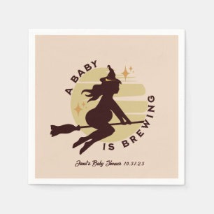 Retro Witch Baby is Brewing Baby Shower   Napkin