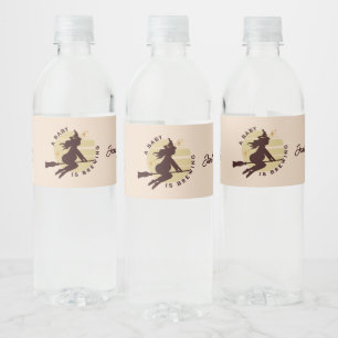 Retro Witch Baby is Brewing Baby Shower     Water Bottle Label