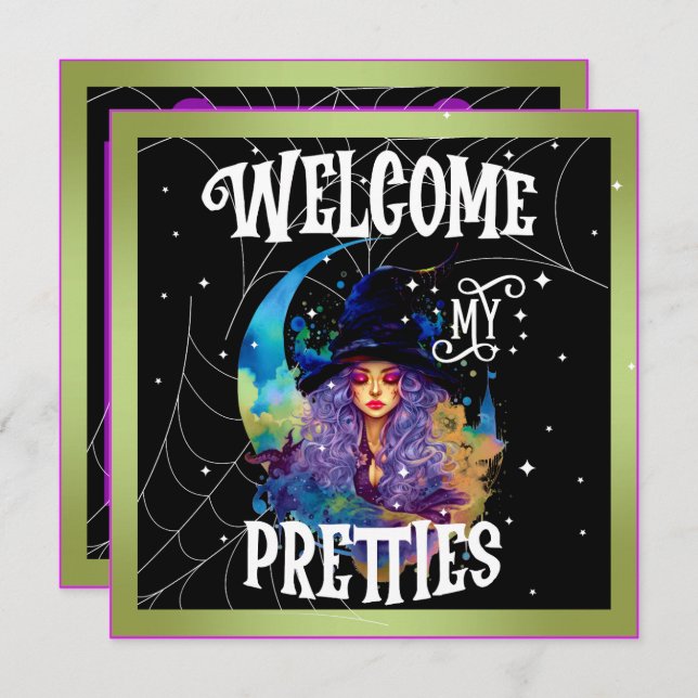 Retro Witch Beauty Halloween Cards (Front/Back)