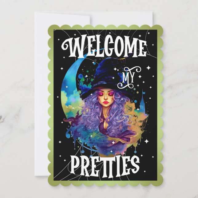 Retro Witch Beauty Halloween Cards (Front)