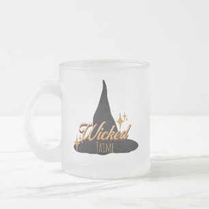 Retro Witch Hat Wicked Name Frosted Glass Coffee Mug