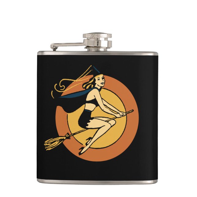 Retro Witch Hip Flask (Front)