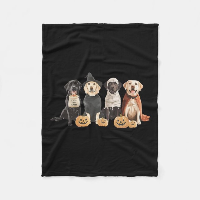 Retro Witch Labrador Retriever Halloween Labrador  Fleece Blanket (Front)