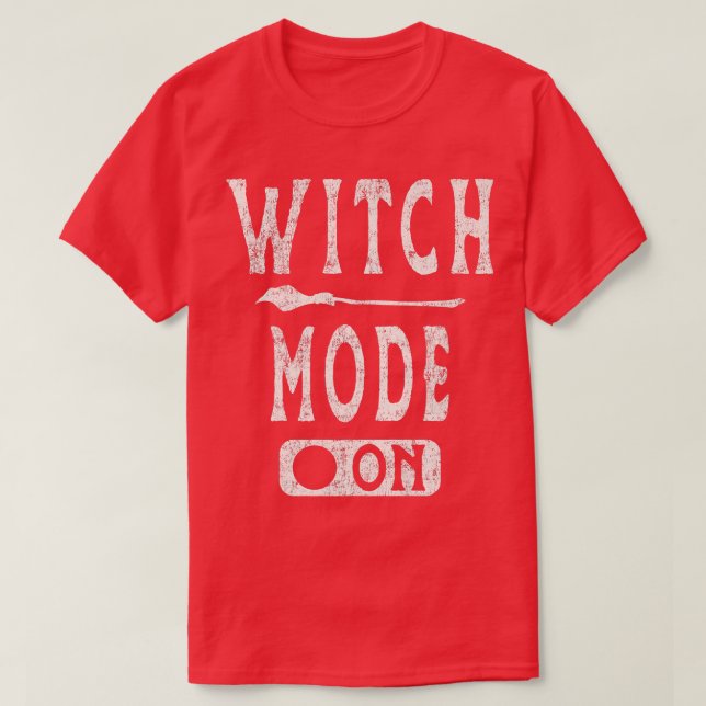 Retro Witch Mode On  Funny Halloween Novelty Art 6 T-Shirt (Design Front)
