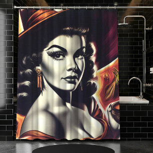 Retro Witch Pin-up Shower Curtain