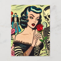 Retro Witch Vampire Girl Horror Comics