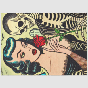 Retro Witch Vampire Girl Horror Comics Tissue Paper