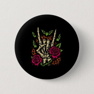 Retro Witchy Skelly Hand Halloween Spooky Season 6 Cm Round Badge