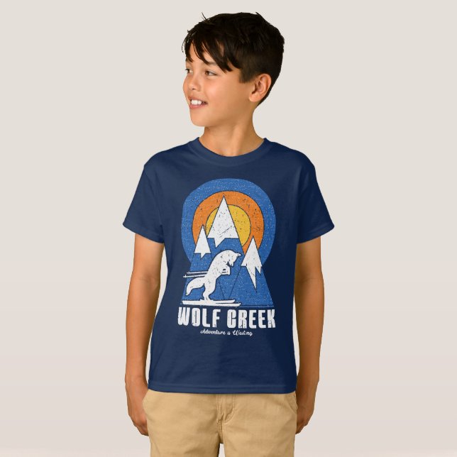 Retro Wolf Creek Ski White Fox T-Shirt (Front Full)