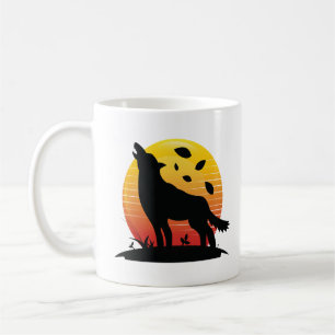 Retro Wolf Howling Wolf In Sunset Vintage Wolves  Coffee Mug