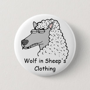 Retro Wolf in Sheep's Clothing 6 Cm Round Badge