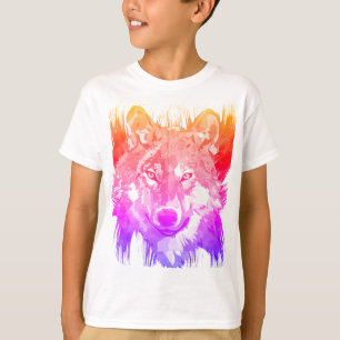 Retro Wolf T-Shirt - Colourful Wolf Shirt