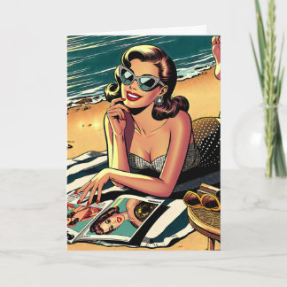Retro Woman at Beach | Aging Humour Birthday Card