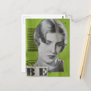 Retro Woman Be Mixed Media Collage Postcard