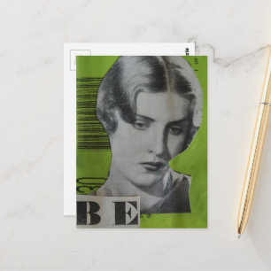 Retro Woman Be Mixed Media Collage Postcard