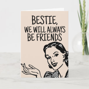 RETRO WOMAN BESTIE BIRTHDAY FUNNY CARDS
