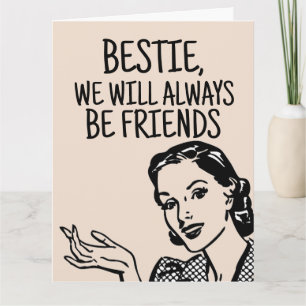 RETRO WOMAN BESTIE BIRTHDAY FUNNY CARDS
