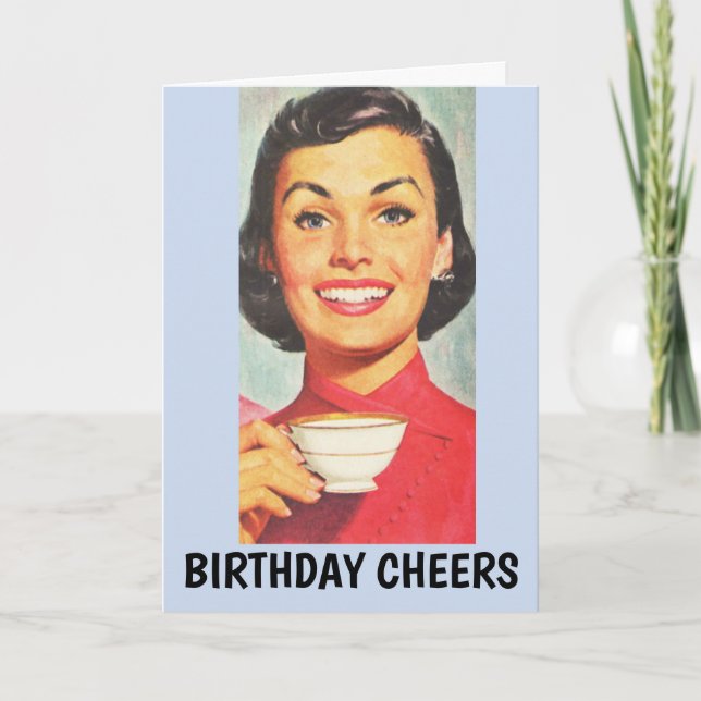 RETRO WOMAN BIRTHDAY COFFEE CARDS (Front)