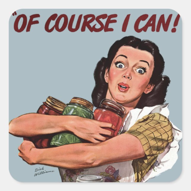 Retro Woman Caterer Cook Square Sticker (Front)