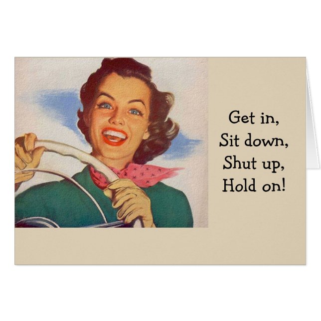 Retro Woman - Crazy Driver, (Front Horizontal)