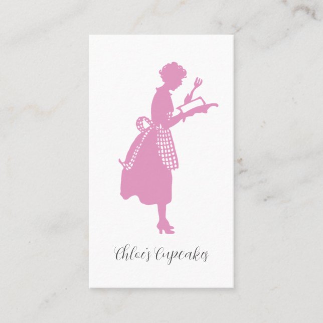 Retro Woman Cupcake Baker Business Card (Front)