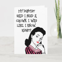 RETRO WOMAN FUNNY QUEEN BIRTHDAY GREETING CARD