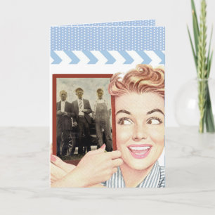 Retro Woman Holding a Photo Card