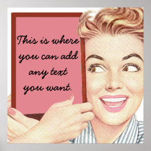 Retro Woman Holding a Sign