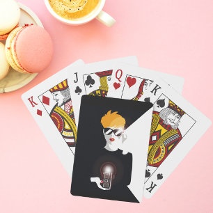 Retro Woman Holding Camera Pop Art Playing Cards