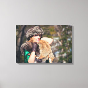 Retro woman in winter canvas print